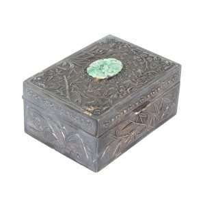 Scatola portagioie in argento giada epoca '800 Tibet
